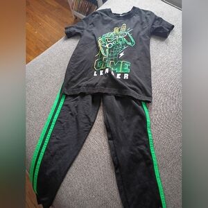 Nova Kids Black and Green Game Controller T-Shirt and Pants Set